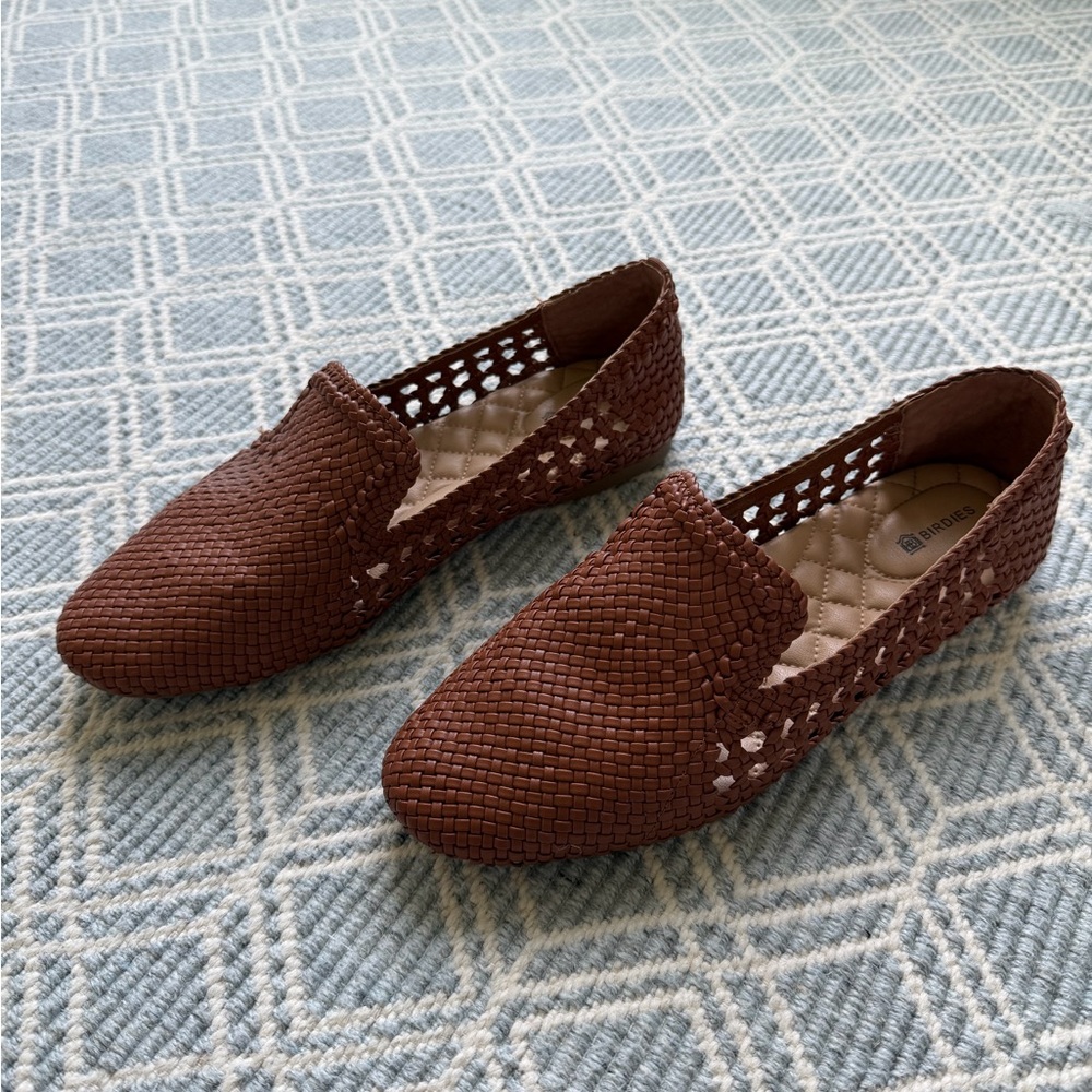 Birdies EUC Cognac Basketweave Leather  Loafers - 8.5